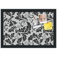 thumbnail image 1 of PinPix ArtToFrames 10x16 Custom Cork Bulletin Board Floral Black Leaf   Poster Board Has a Fabric Style Canvas Finish, Framed in Satin Black (PinPix-180), 1 of 6