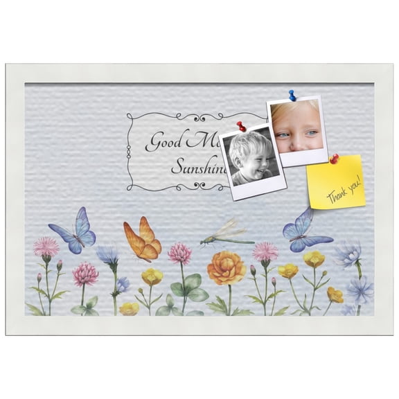 PinPix ArtToFrames 10x16 Custom Cork Bulletin Board Good Morning Sunshine   Poster Board Has a Fabric Style Canvas Finish, Framed in Satin White Frame (PinPix-1494)