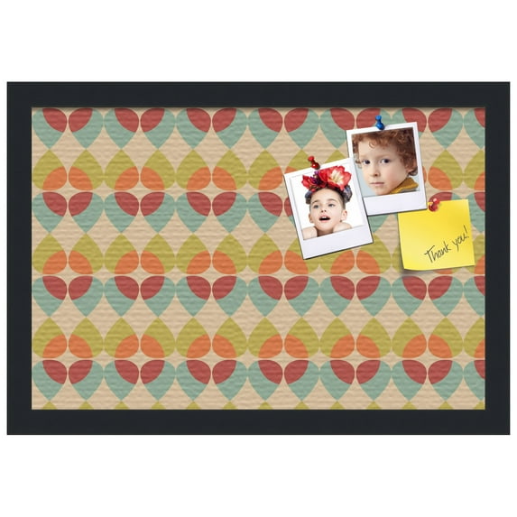 PinPix ArtToFrames 10x16 Custom Cork Bulletin Board Kaliedescope Poster Board Has a Fabric Style Canvas Finish, Framed in Satin Black (PinPix-564)