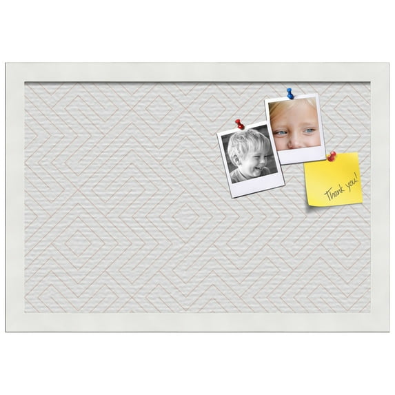 PinPix ArtToFrames 10x16 Custom Cork Bulletin Board Maze White Grapefruit Poster Board Has a Fabric Style Canvas Finish, Framed in Satin White Frame (PinPix-1837)