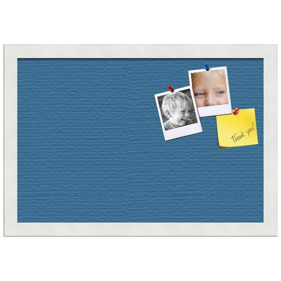 PinPix ArtToFrames 10x16 Custom Cork Bulletin Board Navy Pastel Poster Board Has a Fabric Style Canvas Finish, Framed in Satin White Frame (PinPix-1811)