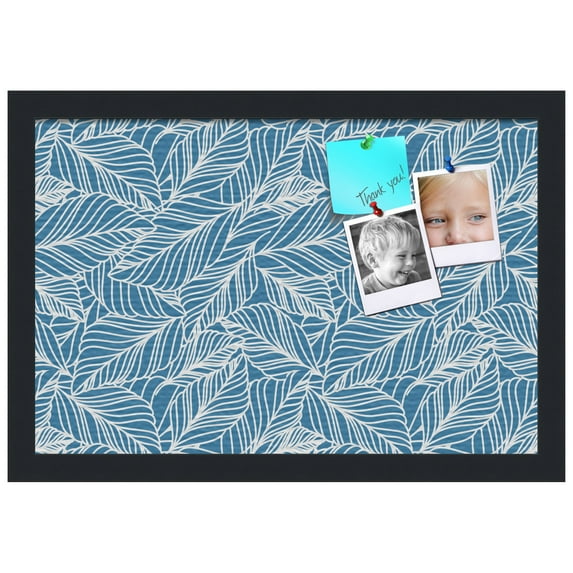 PinPix ArtToFrames 10x16 Custom Cork Bulletin Board Navy White Poster Board Has a Fabric Style Canvas Finish, Framed in Satin Black (PinPix-1873)