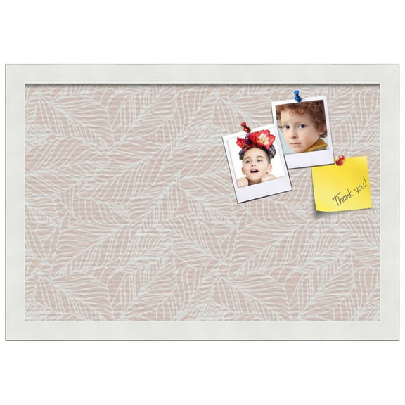 PinPix ArtToFrames 10x16 Custom Cork Bulletin Board Peach White   Poster Board Has a Fabric Style Canvas Finish, Framed in Satin White Frame (PinPix-1874)