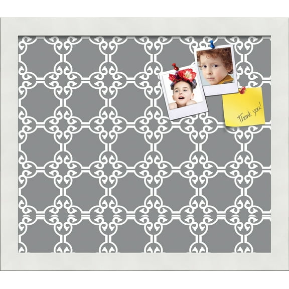 PinPix ArtToFrames 12x10 Custom Cork Bulletin Board Poster Board Has a Fabric Style Canvas Finish, Framed in Satin White Frame (PinPix-231)