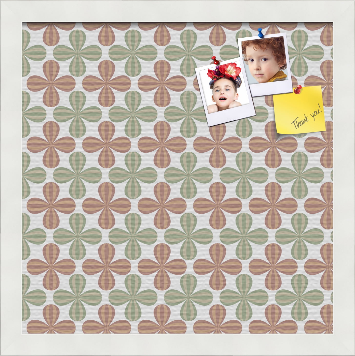 PinPix ArtToFrames 12x12 Custom Cork Bulletin Board    Poster Board Has a Fabric Style Canvas Finish, Framed in Satin White Frame (PinPix-558)