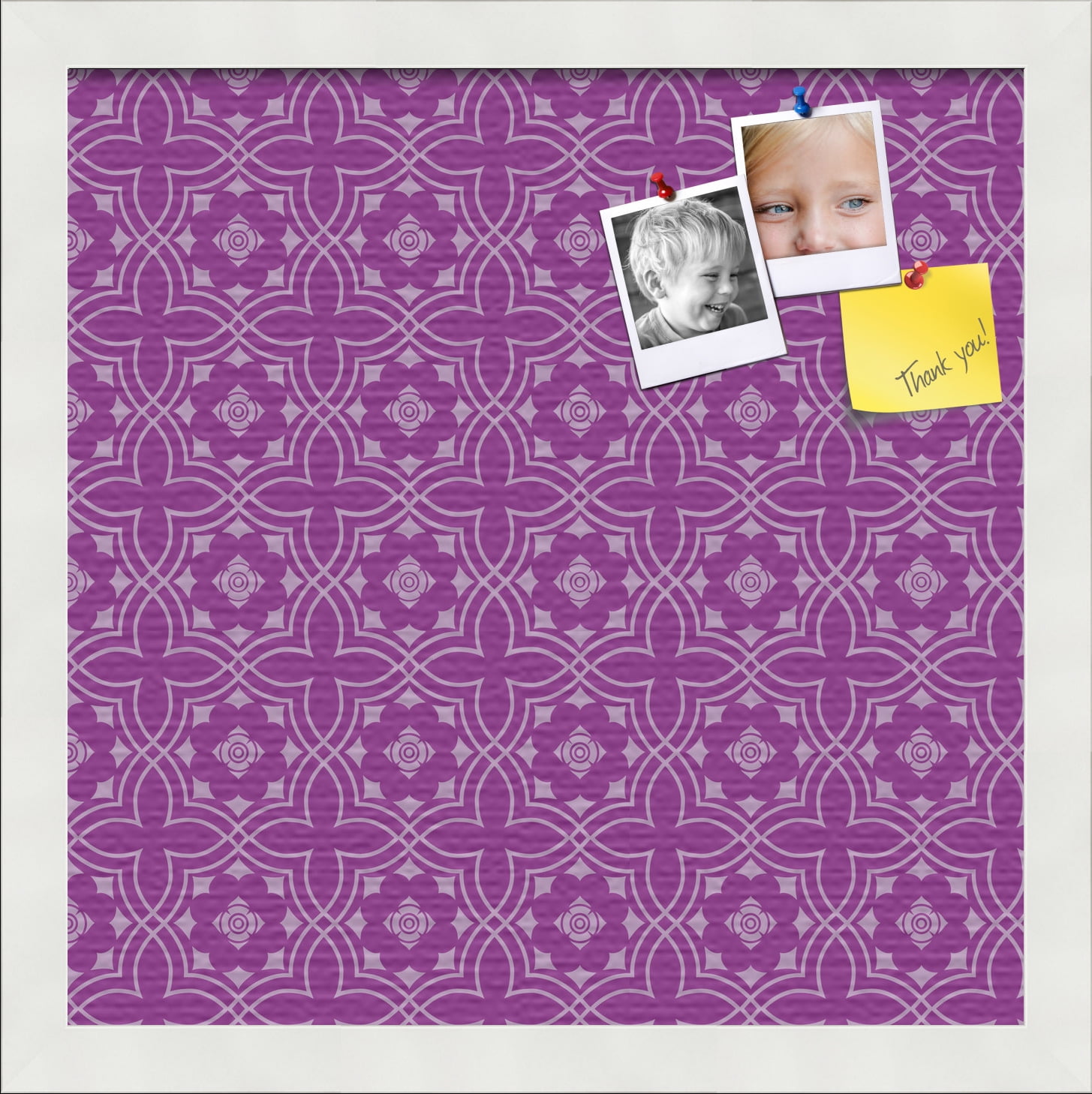 PinPix ArtToFrames 12x12 Custom Cork Bulletin Board    Poster Board Has a Fabric Style Canvas Finish, Framed in Satin White Frame (PinPix-595)
