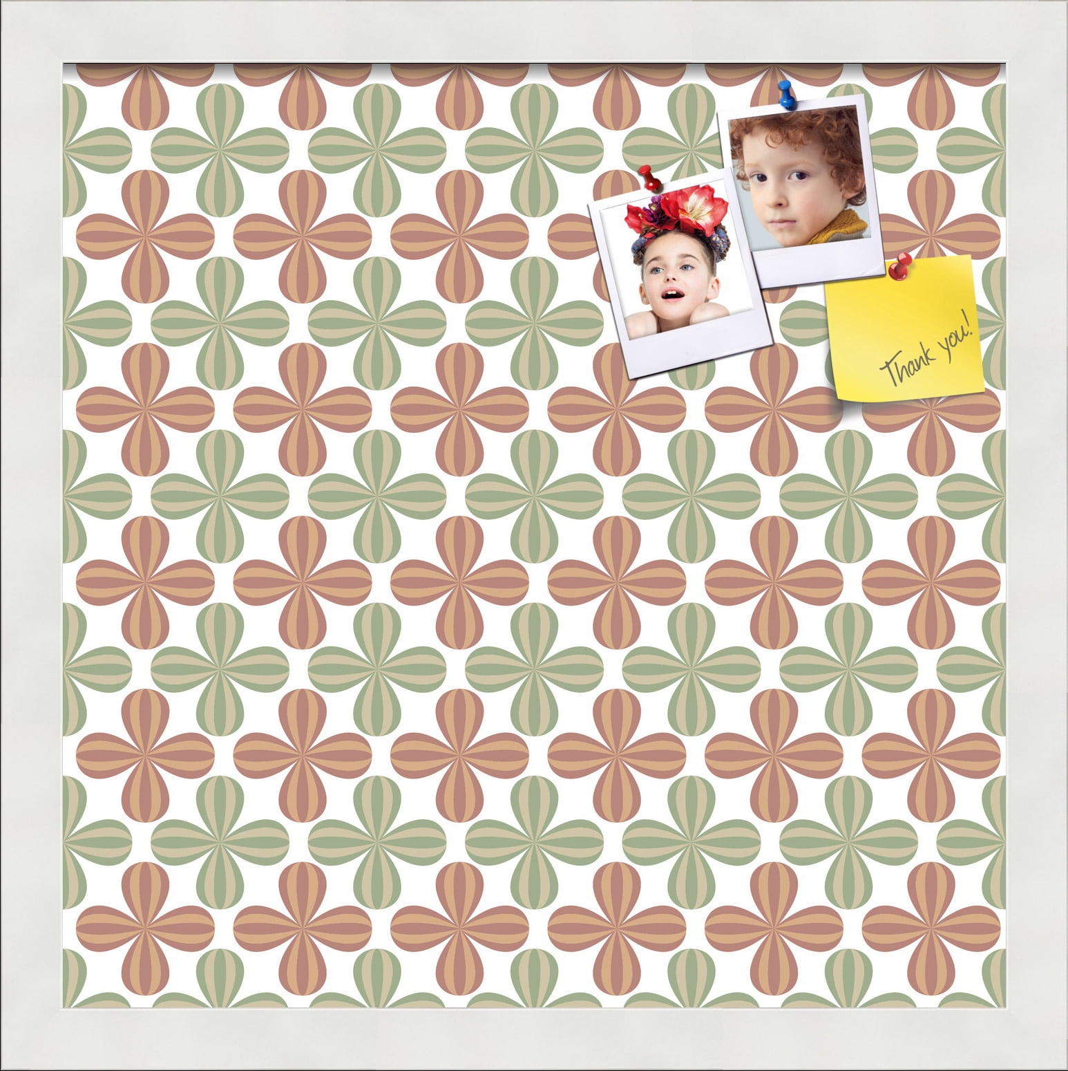 PinPix ArtToFrames 13x13 Custom Cork Bulletin Board    Poster Board Has a Fabric Style Canvas Finish, Framed in Satin White Frame (PinPix-558)