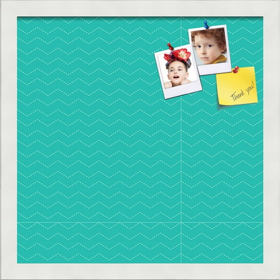 PinPix ArtToFrames 13x13 Custom Cork Bulletin Board Poster Board Has a Fabric Style Canvas Finish, Framed in Satin White Frame (PinPix-650)