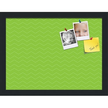 PinPix ArtToFrames 14x10 Custom Cork Bulletin Board Green Chevron   Poster Board Has a Fabric Style Canvas Finish, Framed in Satin Black (PinPix-518)