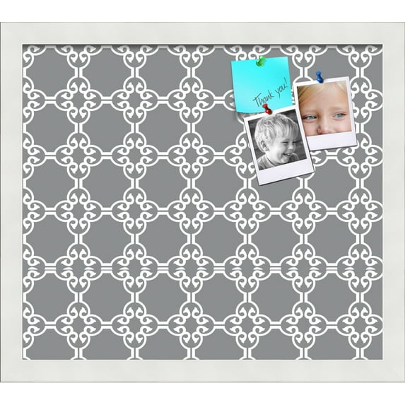 PinPix ArtToFrames 14x12 Custom Cork Bulletin Board Poster Board Has a Fabric Style Canvas Finish, Framed in Satin White Frame (PinPix-231)