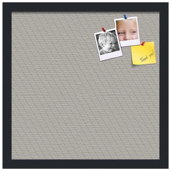PinPix ArtToFrames 14x14 Custom Cork Bulletin Board Lux Stripes Pewter Poster Board Has a Fabric Style Canvas Finish, Framed in Satin Black (PinPix-1671)