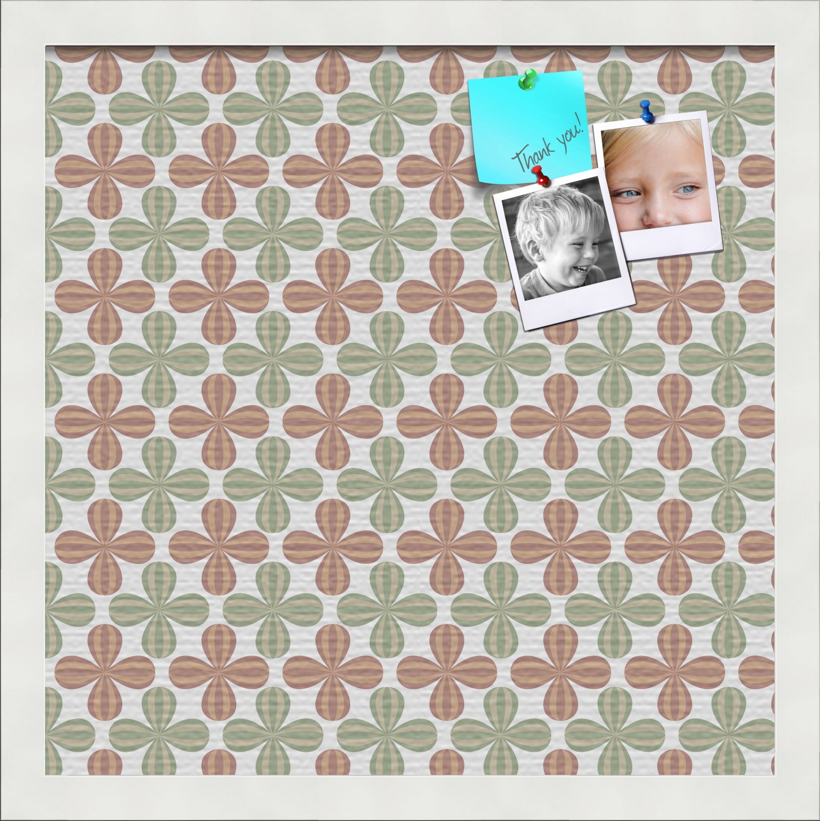 PinPix ArtToFrames 14x14 Custom Cork Bulletin Board    Poster Board Has a Fabric Style Canvas Finish, Framed in Satin White Frame (PinPix-558)