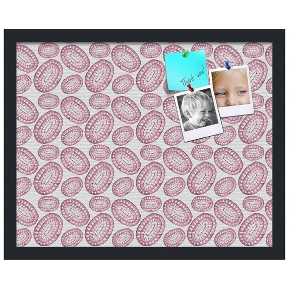 PinPix ArtToFrames 14x18 Custom Cork Bulletin Board Bohemian Circles Red Poster Board Has a Fabric Style Canvas Finish, Framed in Satin Black (PinPix-1587)