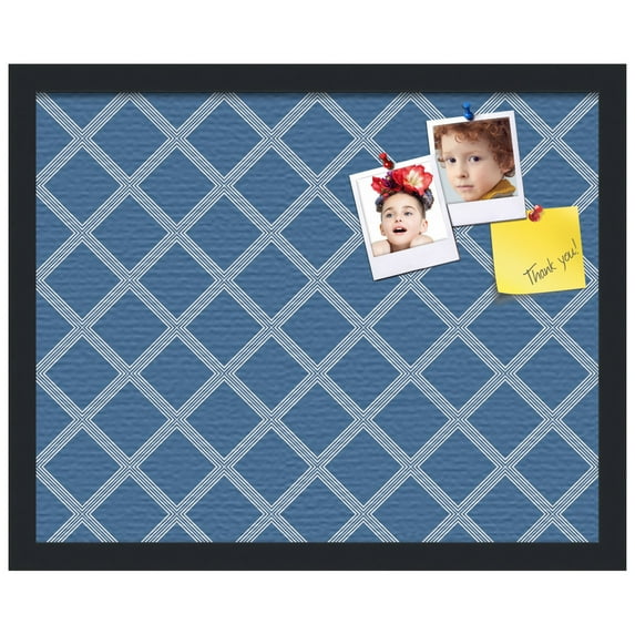 PinPix ArtToFrames 14x18 Custom Cork Bulletin Board Diamond Modern Pattern Navy Poster Board Has a Fabric Style Canvas Finish, Framed in Satin Black (PinPix-1804)