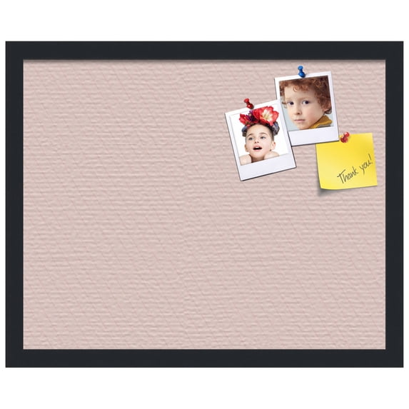 PinPix ArtToFrames 14x18 Custom Cork Bulletin Board Lux Stripes Grapefruit Poster Board Has a Fabric Style Canvas Finish, Framed in Satin Black (PinPix-1670)