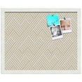 thumbnail image 1 of PinPix ArtToFrames 14x18 Custom Cork Bulletin Board Modeco Zig Zag Beige   Poster Board Has a Fabric Style Canvas Finish, Framed in Satin White Frame (PinPix-1534), 1 of 1