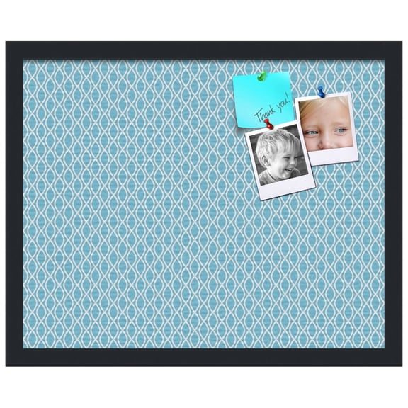 PinPix ArtToFrames 14x18 Custom Cork Bulletin Board Sky Blue Waves   Poster Board Has a Fabric Style Canvas Finish, Framed in Satin Black (PinPix-245)