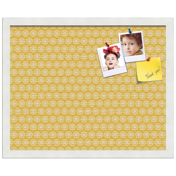 PinPix ArtToFrames 14x18 Custom Cork Bulletin Board Vintage Patterns Poster Board Has a Fabric Style Canvas Finish, Framed in Satin White Frame (PinPix-270)