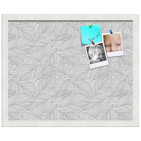 PinPix ArtToFrames 14x18 Custom Cork Bulletin Board White Grey Poster Board Has a Fabric Style Canvas Finish, Framed in Satin White Frame (PinPix-1877)