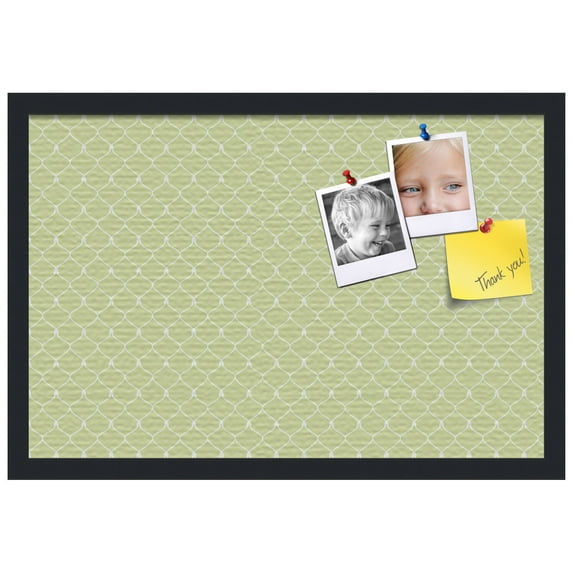 PinPix ArtToFrames 14x22 Custom Cork Bulletin Board Lime Green Chain Poster Board Has a Fabric Style Canvas Finish, Framed in Satin Black (PinPix-573)