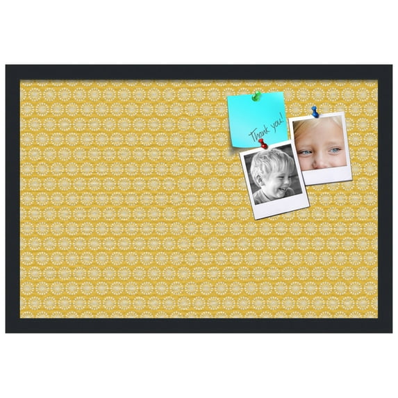 PinPix ArtToFrames 14x22 Custom Cork Bulletin Board Vintage Patterns Poster Board Has a Fabric Style Canvas Finish, Framed in Satin Black (PinPix-270)