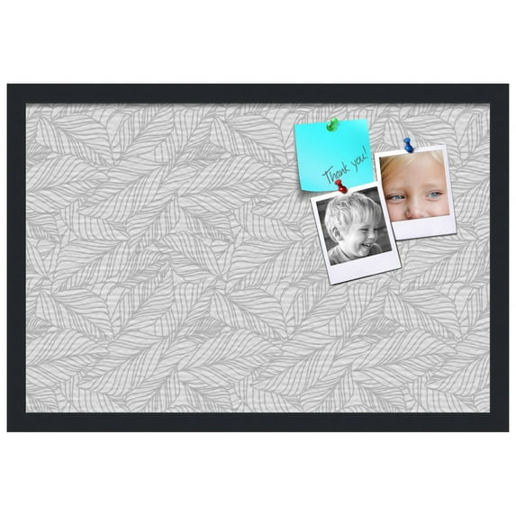 PinPix ArtToFrames 14x22 Custom Cork Bulletin Board White Grey Poster Board Has a Fabric Style Canvas Finish, Framed in Satin Black (PinPix-1877)