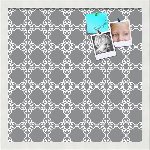 PinPix ArtToFrames 15x15 Custom Cork Bulletin Board Poster Board Has a Fabric Style Canvas Finish, Framed in Satin White Frame (PinPix-231)