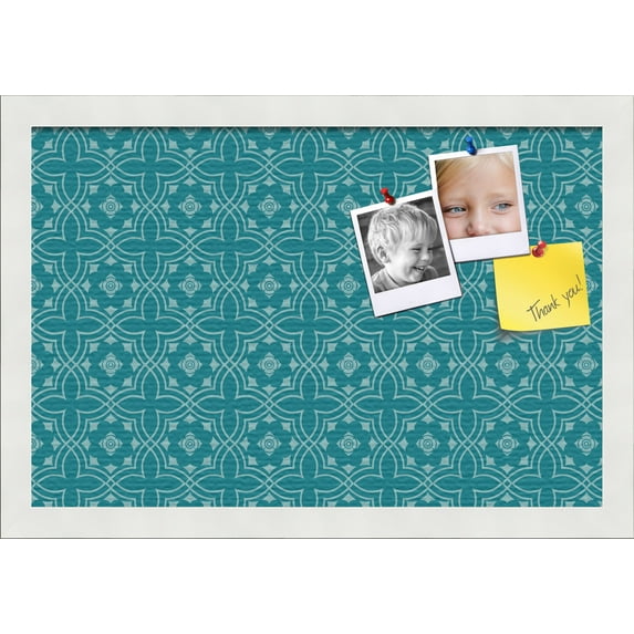 PinPix ArtToFrames 16x10 Custom Cork Bulletin Board Poster Board Has a Fabric Style Canvas Finish, Framed in Satin White Frame (PinPix-596)