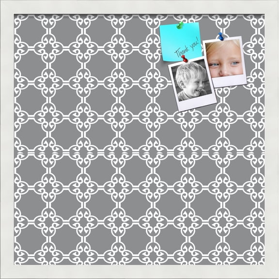 PinPix ArtToFrames 16x16 Custom Cork Bulletin Board Poster Board Has a Fabric Style Canvas Finish, Framed in Satin White Frame (PinPix-231)