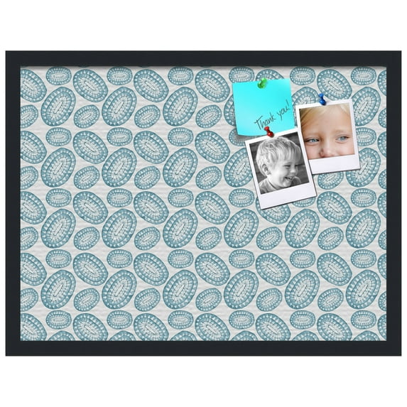 PinPix ArtToFrames 16x22 Custom Cork Bulletin Board Bohemian Circles Turquoise Poster Board Has a Fabric Style Canvas Finish, Framed in Satin Black (PinPix-1588)