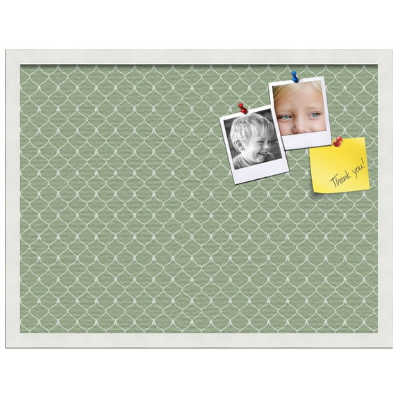 PinPix ArtToFrames 16x22 Custom Cork Bulletin Board Green Chain Poster Board Has a Fabric Style Canvas Finish, Framed in Satin White Frame (PinPix-572)