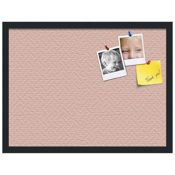 PinPix ArtToFrames 16x22 Custom Cork Bulletin Board Lattice Salmon Poster Board Has a Fabric Style Canvas Finish, Framed in Satin Black (PinPix-1824)
