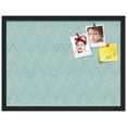 thumbnail image 1 of PinPix ArtToFrames 16x22 Custom Cork Bulletin Board Modeco Zig Zag Aqua   Poster Board Has a Fabric Style Canvas Finish, Framed in Satin Black (PinPix-1628), 1 of 1