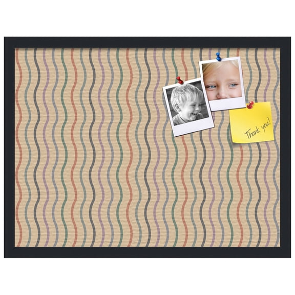PinPix ArtToFrames 16x22 Custom Cork Bulletin Board Multi Color Waves   Poster Board Has a Fabric Style Canvas Finish, Framed in Satin Black (PinPix-565)