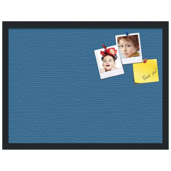 PinPix ArtToFrames 16x22 Custom Cork Bulletin Board Navy Pastel Poster Board Has a Fabric Style Canvas Finish, Framed in Satin Black (PinPix-1811)