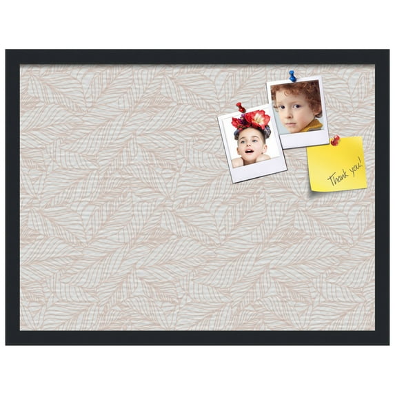 PinPix ArtToFrames 16x22 Custom Cork Bulletin Board White Peach Poster Board Has a Fabric Style Canvas Finish, Framed in Satin Black (PinPix-1879)