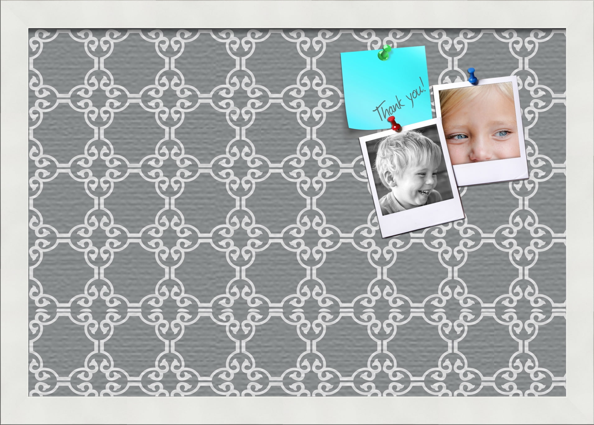 PinPix ArtToFrames 17x11 Custom Cork Bulletin Board    Poster Board Has a Fabric Style Canvas Finish, Framed in Satin White Frame (PinPix-231)