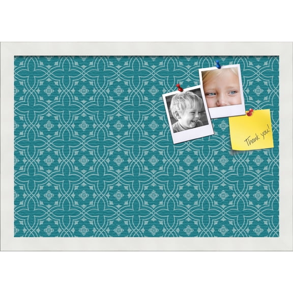 PinPix ArtToFrames 17x11 Custom Cork Bulletin Board    Poster Board Has a Fabric Style Canvas Finish, Framed in Satin White Frame (PinPix-596)