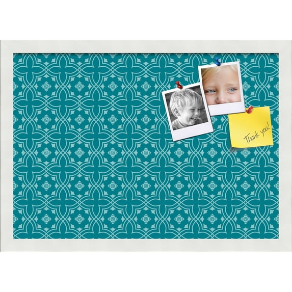 PinPix ArtToFrames 18x12 Custom Cork Bulletin Board Poster Board Has a Fabric Style Canvas Finish, Framed in Satin White Frame (PinPix-596)