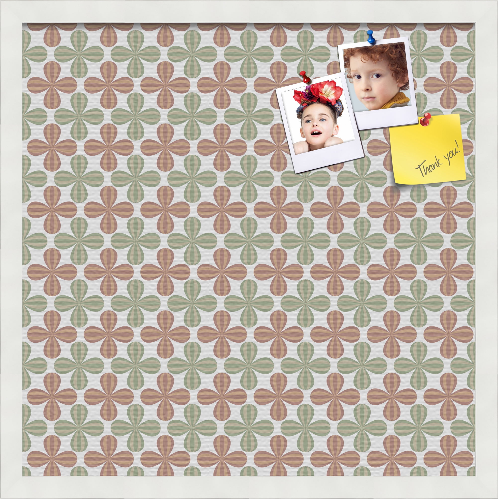 PinPix ArtToFrames 18x18 Custom Cork Bulletin Board    Poster Board Has a Fabric Style Canvas Finish, Framed in Satin White Frame (PinPix-558)