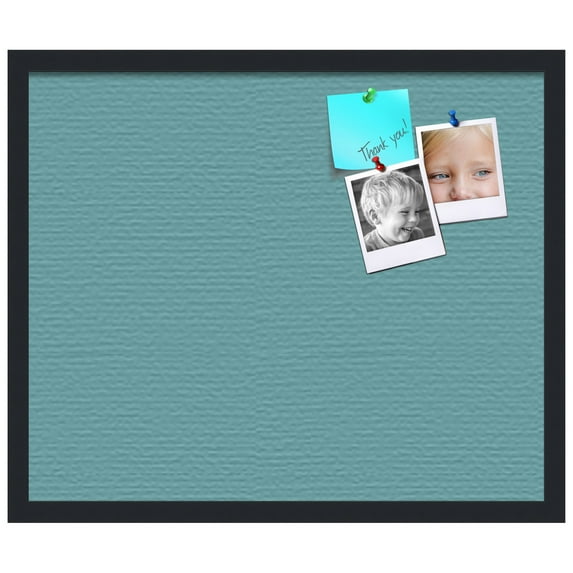 PinPix ArtToFrames 18x22 Custom Cork Bulletin Board Aqua Pastel Poster Board Has a Fabric Style Canvas Finish, Framed in Satin Black (PinPix-1806)