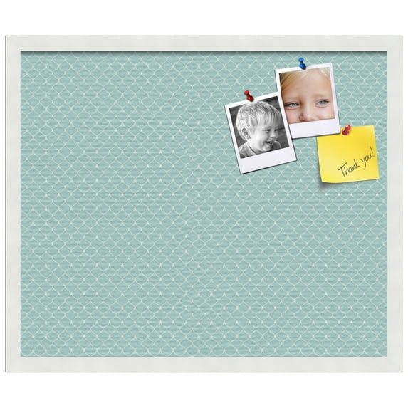 PinPix ArtToFrames 18x22 Custom Cork Bulletin Board Blue Chain Poster Board Has a Fabric Style Canvas Finish, Framed in Satin White Frame (PinPix-571)