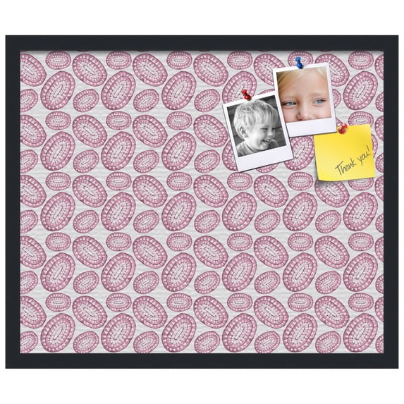 PinPix ArtToFrames 18x22 Custom Cork Bulletin Board Bohemian Circles Red Poster Board Has a Fabric Style Canvas Finish, Framed in Satin Black (PinPix-1587)