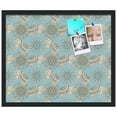 thumbnail image 1 of PinPix ArtToFrames 18x22 Custom Cork Bulletin Board Bohemian Elephants Lt Blue   Poster Board Has a Fabric Style Canvas Finish, Framed in Satin Black (PinPix-1578), 1 of 1