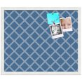 thumbnail image 1 of PinPix ArtToFrames 18x22 Custom Cork Bulletin Board Diamond Modern Pattern Navy   Poster Board Has a Fabric Style Canvas Finish, Framed in Satin White Frame (PinPix-1804), 1 of 1