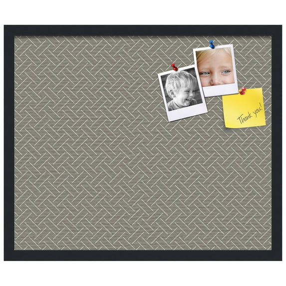 PinPix ArtToFrames 18x22 Custom Cork Bulletin Board Lattice Pewter Poster Board Has a Fabric Style Canvas Finish, Framed in Satin Black (PinPix-1822)