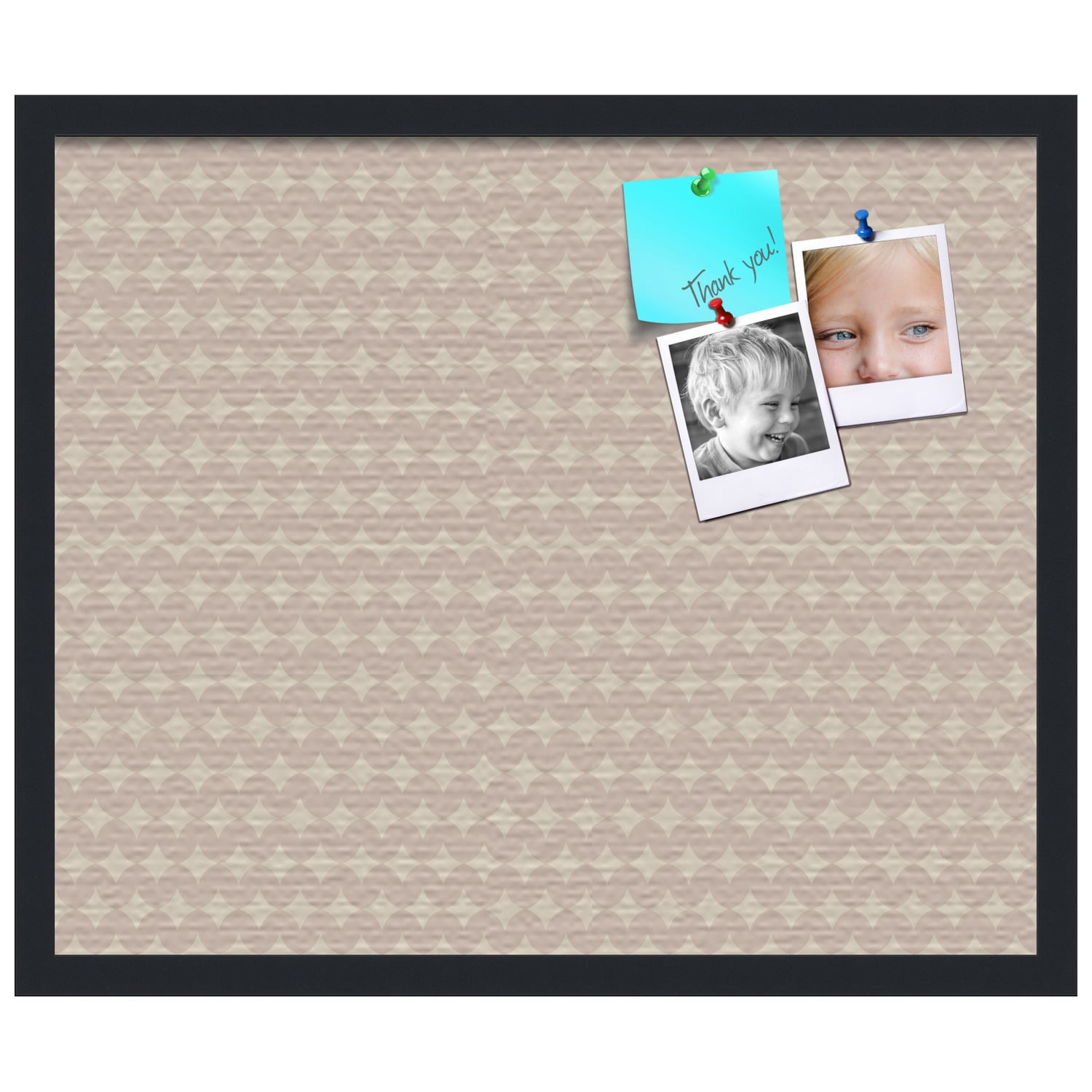 PinPix ArtToFrames 18x22 Custom Cork Bulletin Board Light Pink Diamond   Poster Board Has a Fabric Style Canvas Finish, Framed in Satin Black (PinPix-294)