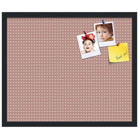PinPix ArtToFrames 18x22 Custom Cork Bulletin Board Pink - Beige Diamond Poster Board Has a Fabric Style Canvas Finish, Framed in Satin Black (PinPix-290)