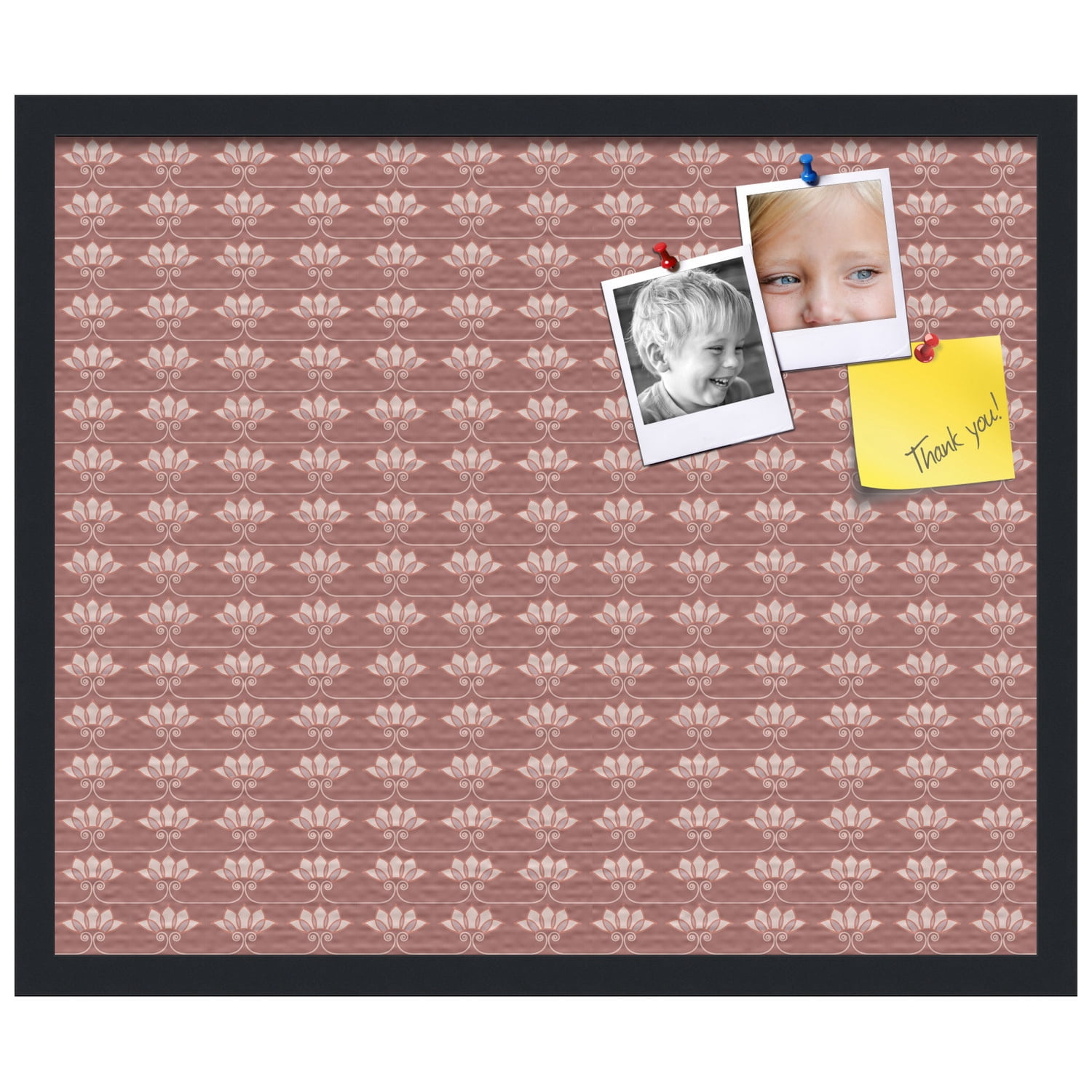 PinPix ArtToFrames 18x22 Custom Cork Bulletin Board Pink Sea Shells   Poster Board Has a Fabric Style Canvas Finish, Framed in Satin Black (PinPix-553)