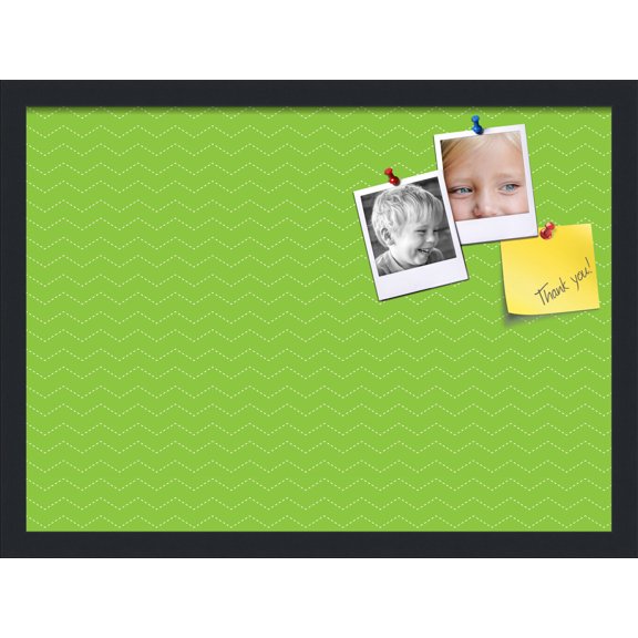 PinPix ArtToFrames 20x14 Custom Cork Bulletin Board Green Chevron   Poster Board Has a Fabric Style Canvas Finish, Framed in Satin Black (PinPix-518)